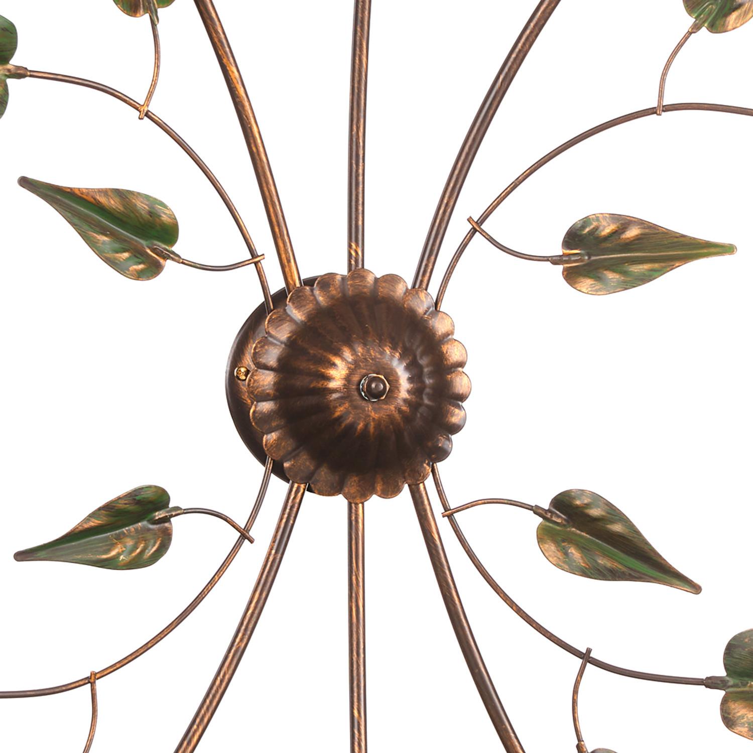 Deckenleuchte 4620/Ov6 - Bronzefarben/Olivgrün, Natur, Glas/Metall (65/40/125cm)