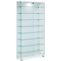 Vitrine Stelas Weiß B: 59 cm - Transparent/Schwarz, Design, Glas/Holzwerkstoff (59/114/17cm) - MID.YOU