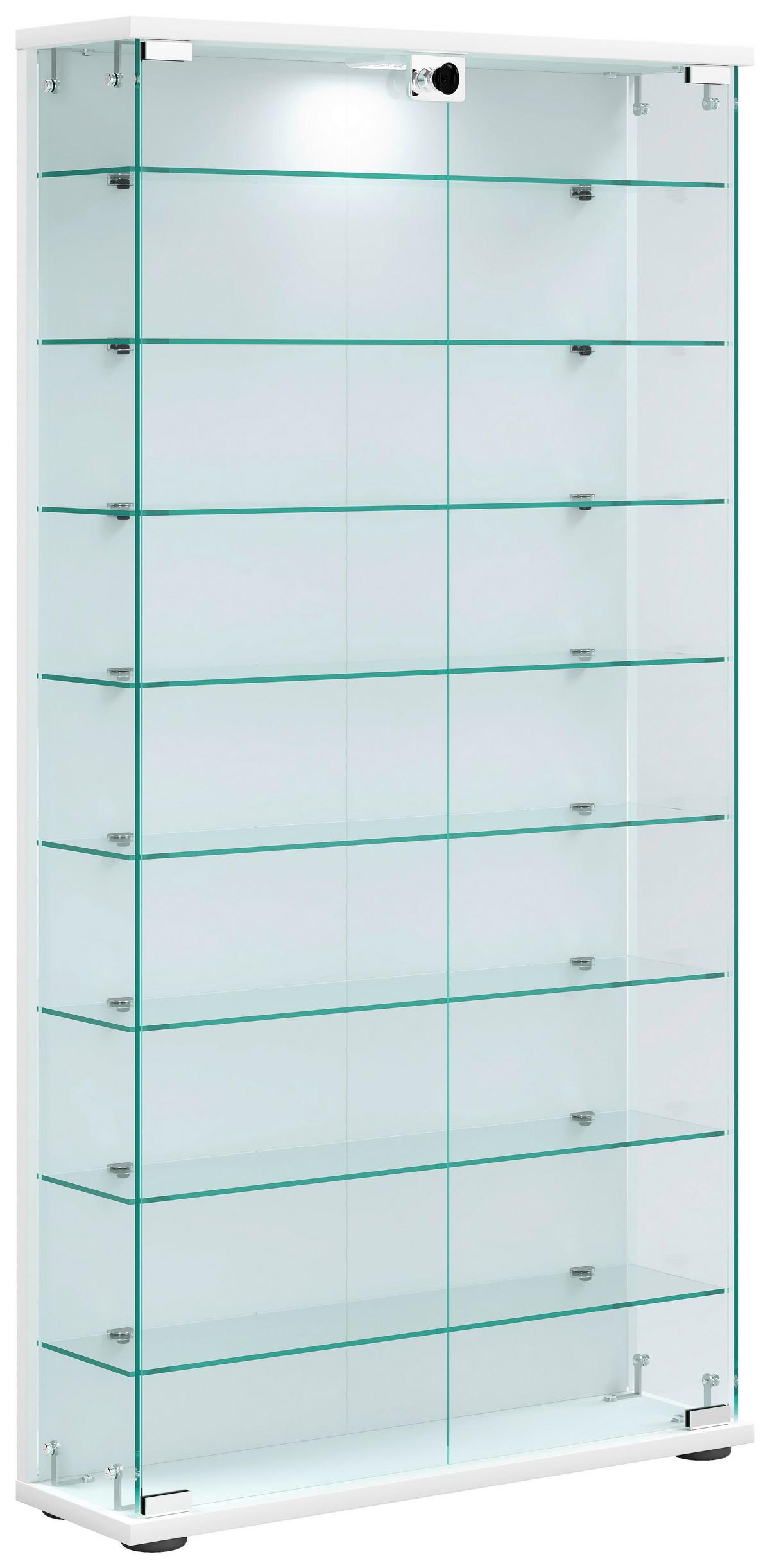 Vitrine Stelas Weiß B: 59 cm - Transparent/Schwarz, Design, Glas/Holzwerkstoff (59/114/17cm) - MID.YOU