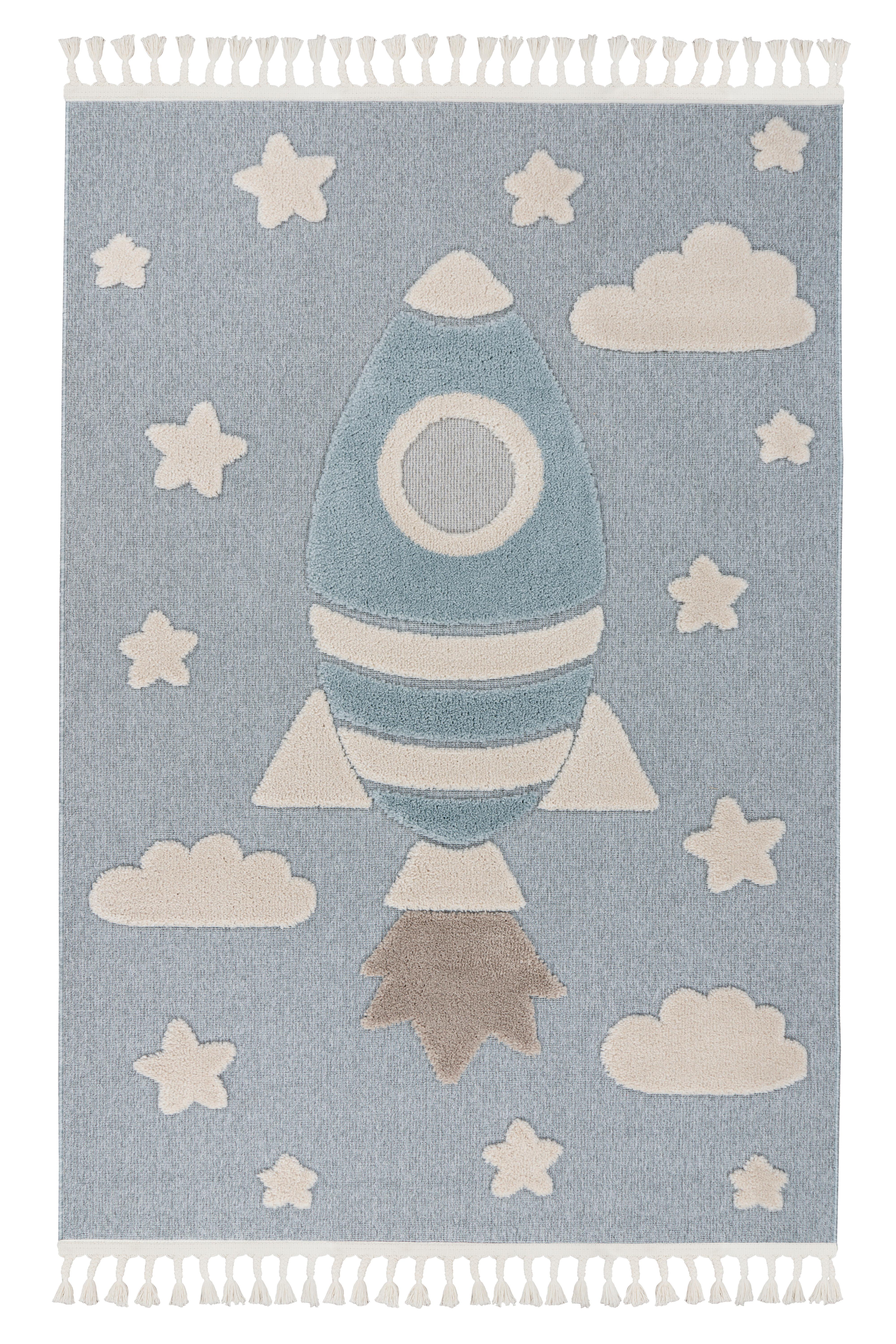 Flachwebteppich My Fano 391 Spac 120x170 - Blau/Multicolor, Basics, Textil (120/170cm) - Obsession