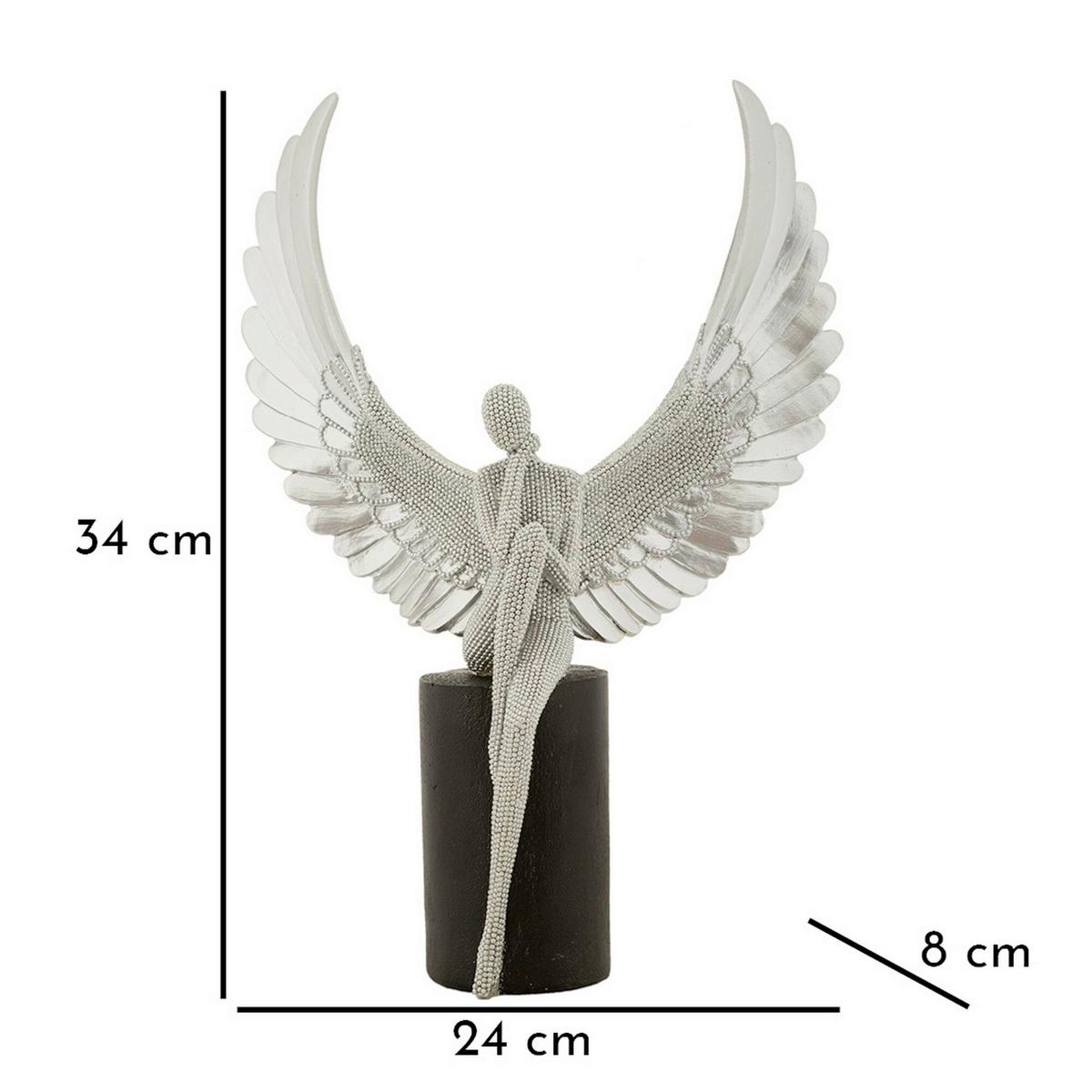 Skulptur Kunststoff, Silver/schwarz - Basics, Kunststoff (24/34/8cm)