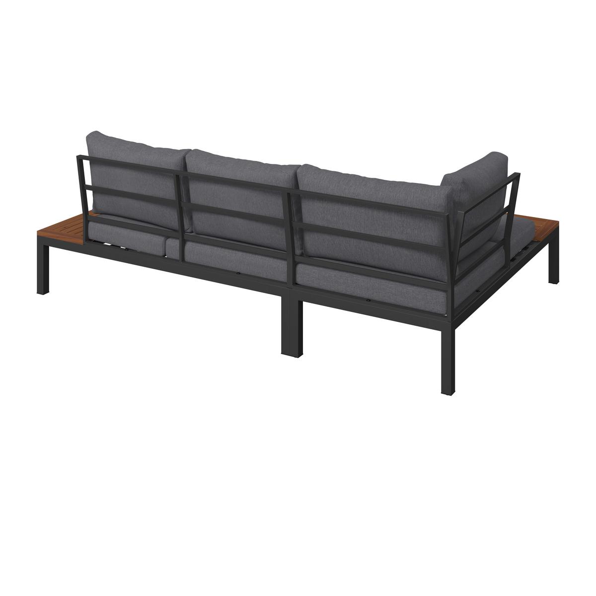 Loungegarnitur Rimini - Dunkelgrau/Weiß, MODERN, Holz/Textil (143/208,5cm) - Beldano