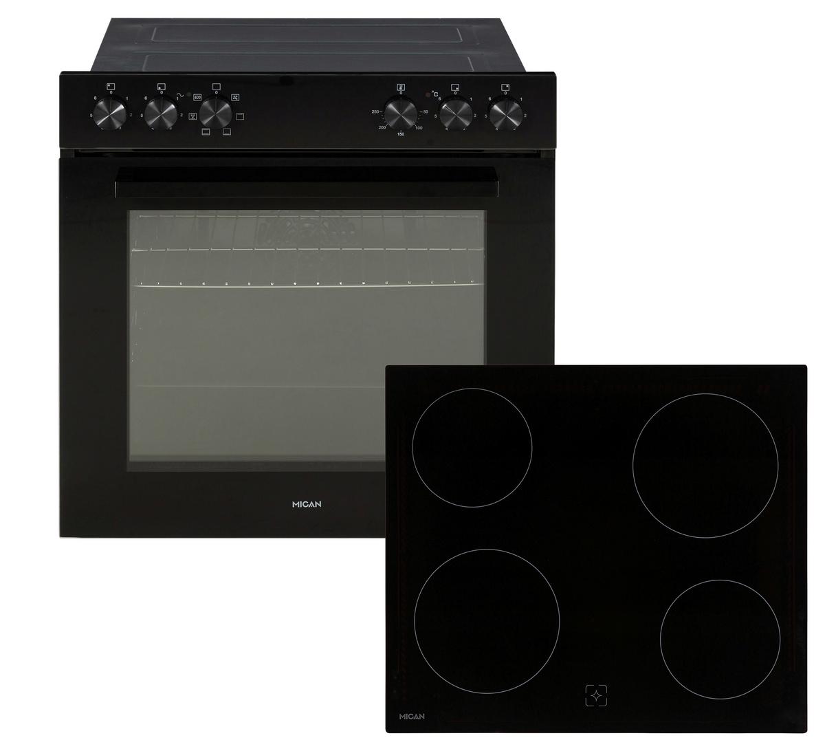 Herdset Hsu73s - Schwarz, Basics, Glas/Metall (60/60,5/31,5cm) - Mican