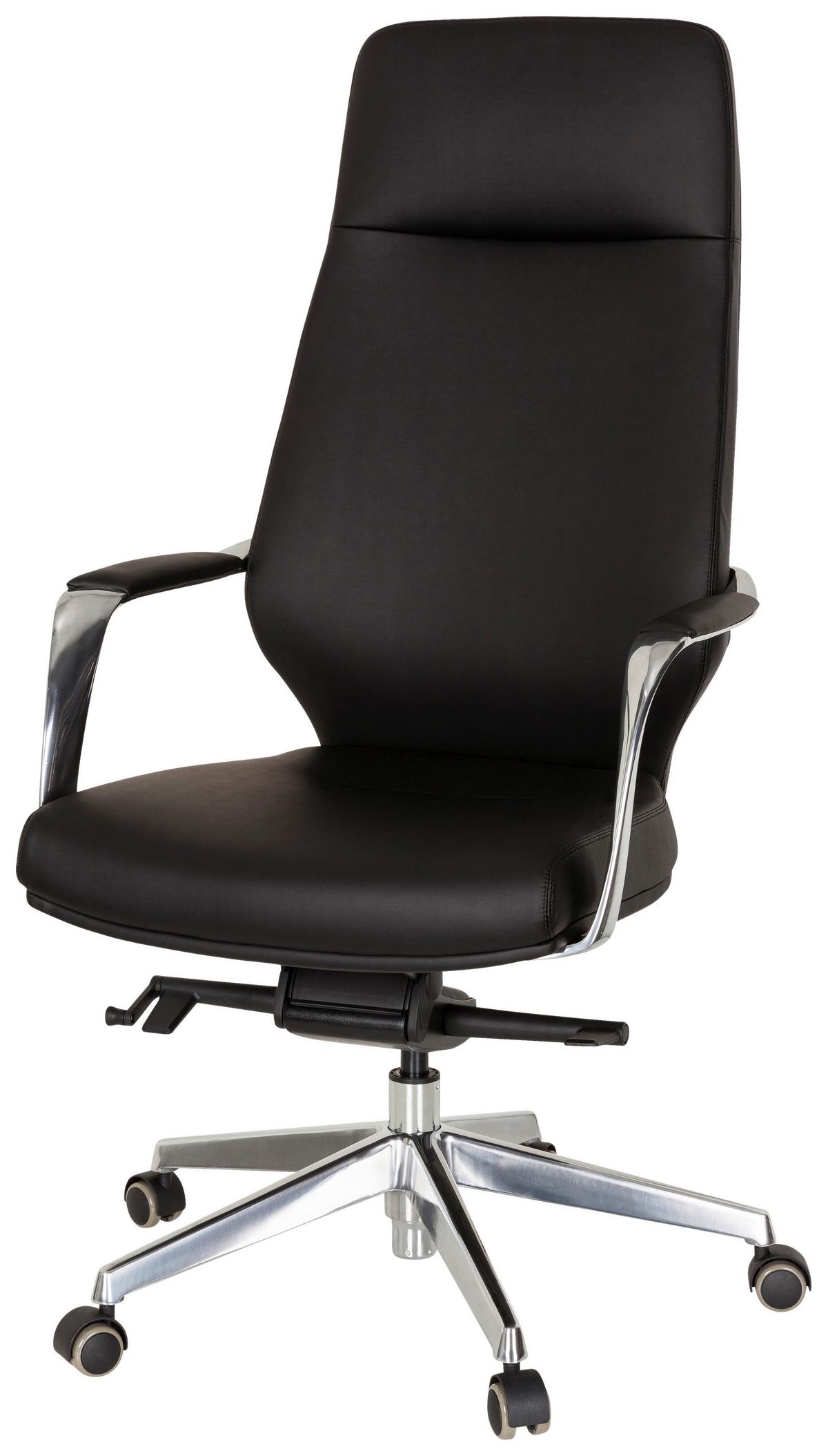 Chefsessel Velvet Schwarz Bis 120 Kg - Silberfarben/Schwarz, Basics, Kunststoff/Textil (63/133/65cm) - MID.YOU