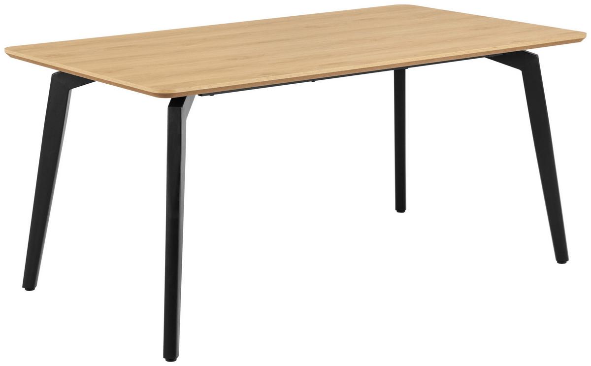 JEDÁLENSKÝ STÔL CADIZ 160 - čierna/prírodná farba, Trend, kov/kompozitné drevo (160/75/90cm) - MID.YOU