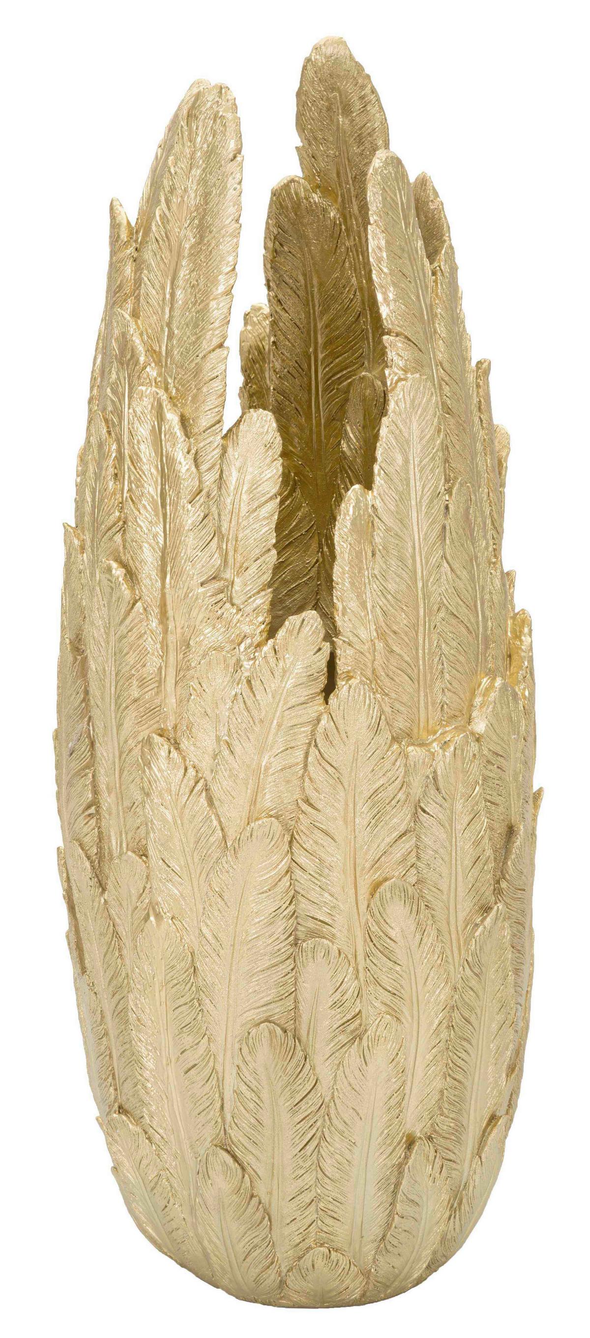 Vase Feathers Goldfarben B: 32 cm - Goldfarben, Basics, Kunststoff (32/80/34cm)