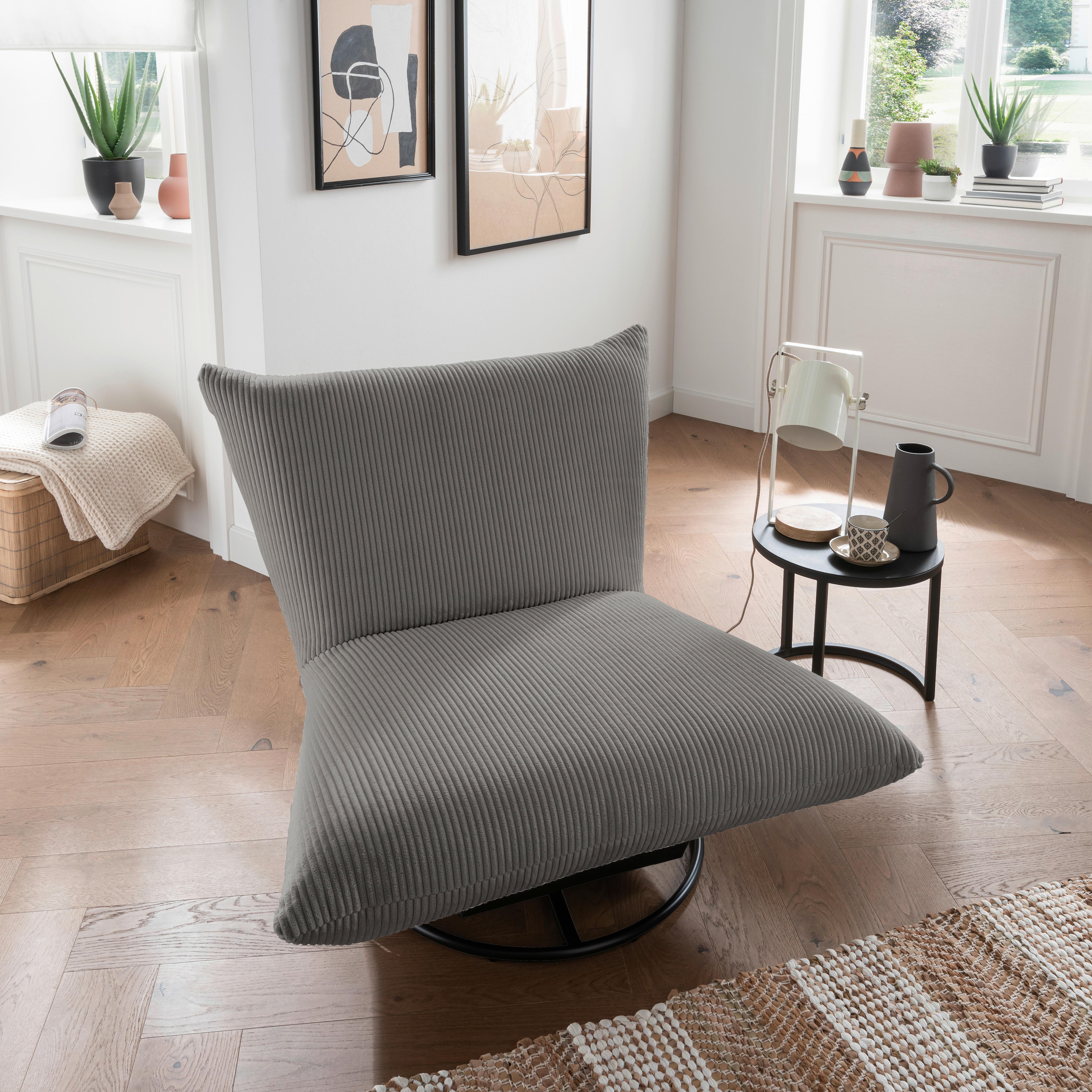 Relaxsessel Cremona Stoffbezug Grau - Schwarz/Grau, Design, Textil (100/78/96cm) - Livetastic