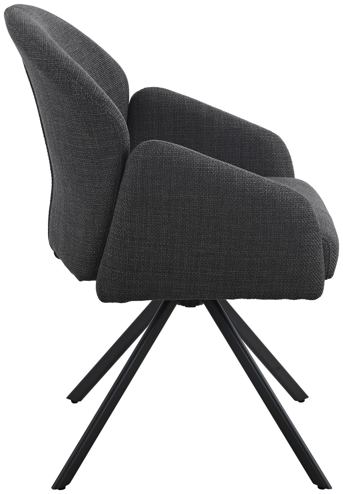 Armlehnstuhl Holly drehbar Webstoff Anthrazit, B: 56,5 cm - Anthrazit, MODERN, Textil/Metall (56,5/61/84cm)