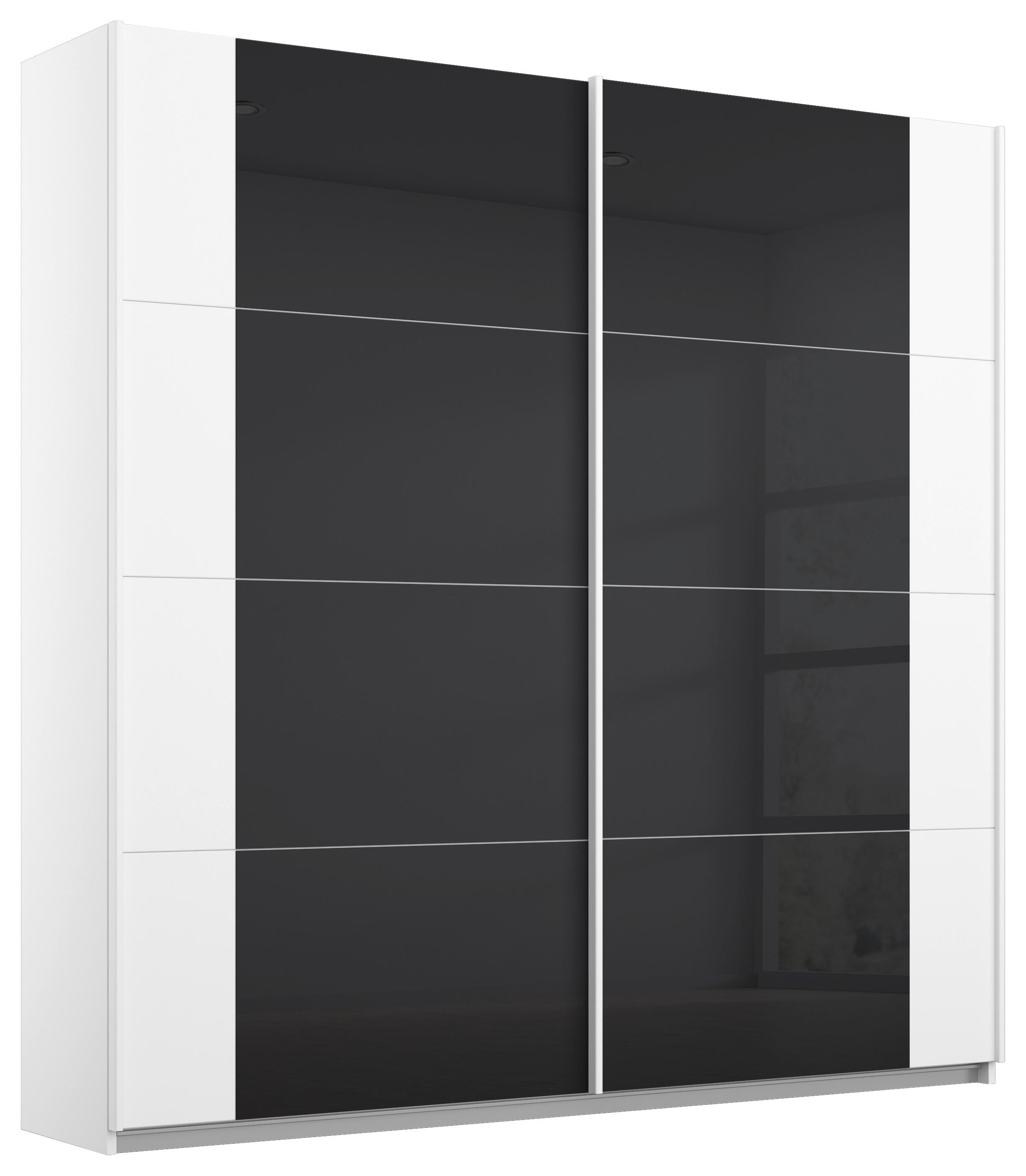 Schwebetürenschrank Artemis B: 181 cm Anthrazit/Weiß
