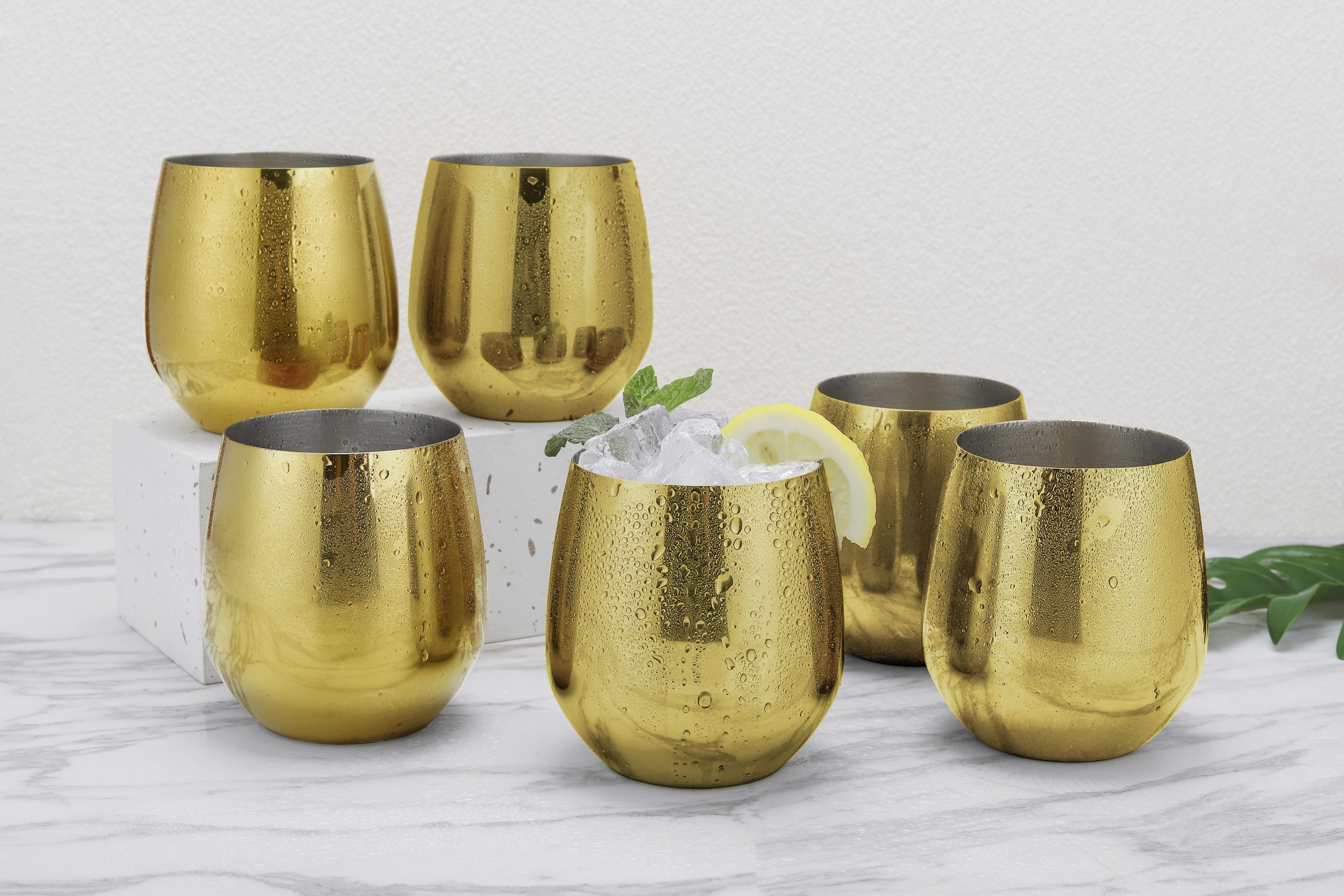 Wasserglas 6er-Set Je ca. 500 ml - Goldfarben, Trend, Metall (9,9cm) - Echtwerk
