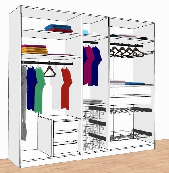Offener Kleiderschrank Mit Laden 227,8 cm Unit Weiß - Weiß, MODERN, Holzwerkstoff (227,8/210/56,5cm) - Ondega