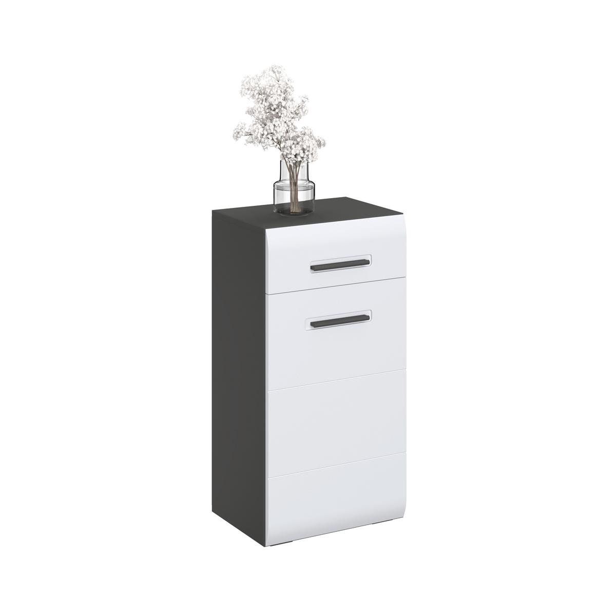 Badezimmer Unterschrank Pearl New Snol 112 BxH 40x77,4 cm - Anthrazit/Weiß, KONVENTIONELL, Holzwerkstoff (40/77,4/29,6cm)