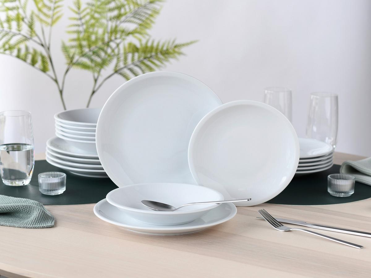 Kombiservice Milano 18-Tlg. Keramik, Weiß - Weiß, Basics, Keramik - Creatable
