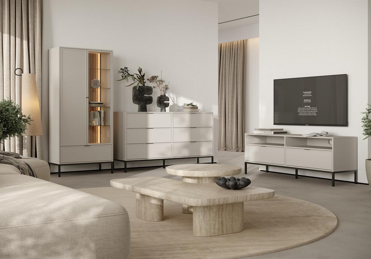 TV-ELEMENT Deco Kaschmir B: 150cm - Kaschmir/Schwarz, Design, Holzwerkstoff/Metall (150/60/40cm) - MID.YOU