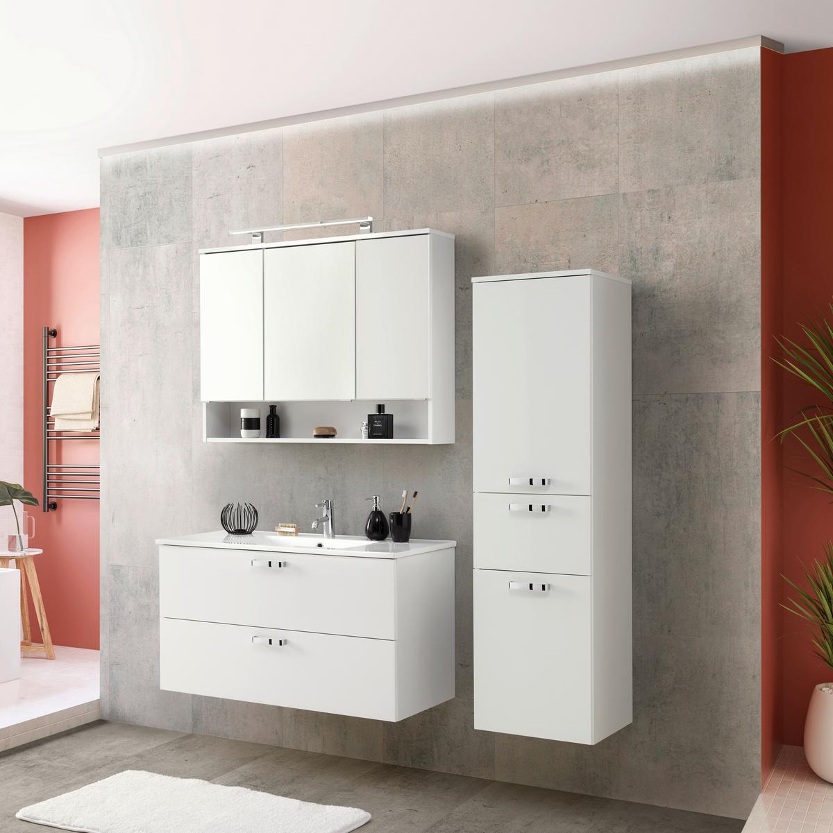 Badezimmer Hochschrank Bxh 40x147 Cm Weiß - Weiß, KONVENTIONELL, Holzwerkstoff (40/147/38,5cm) - Ondega