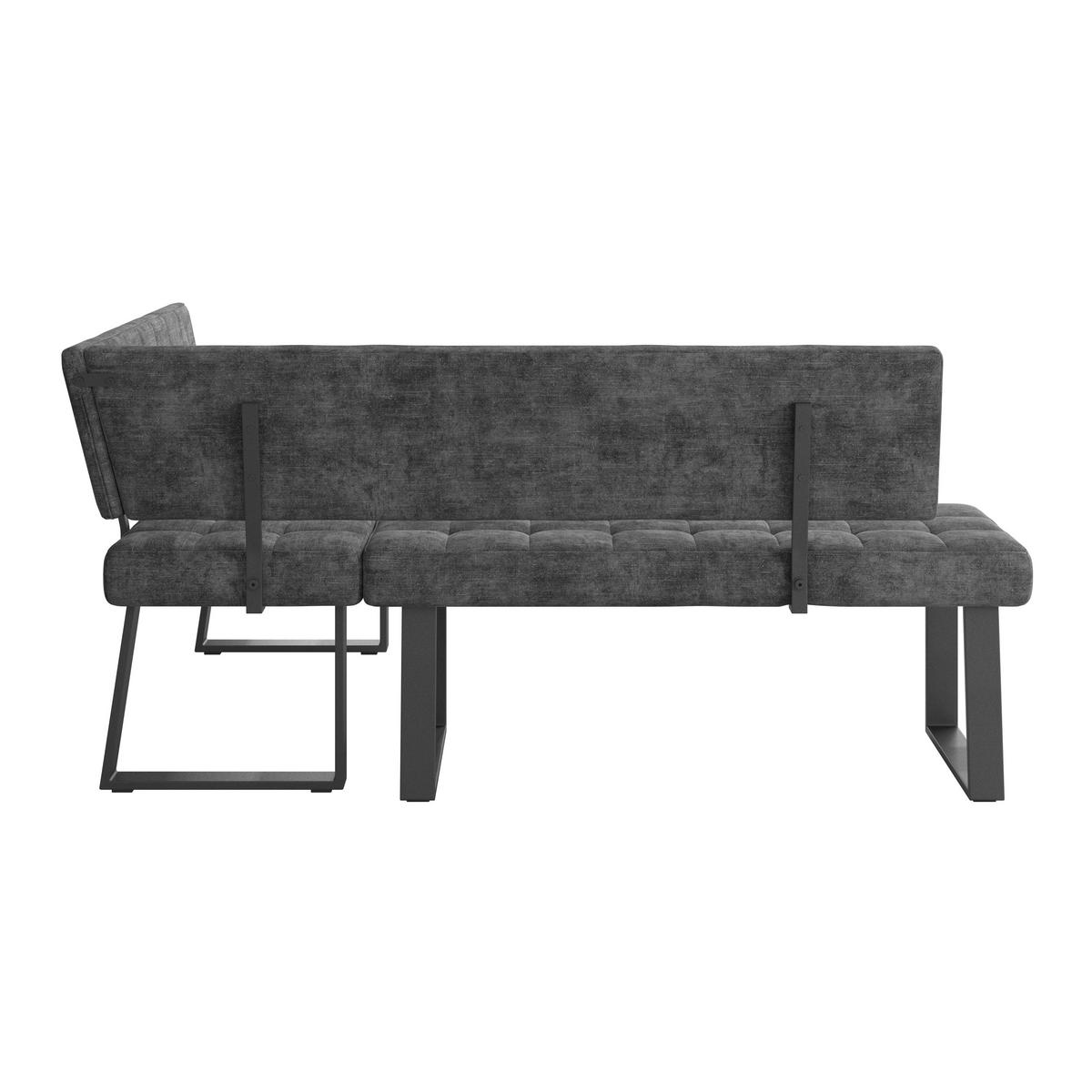 Eckbank Dunkelgrau Polyester Laslo 185x134 Cm - Dunkelgrau/Schwarz, MODERN, Textil/Metall (185/134cm) - MID.YOU