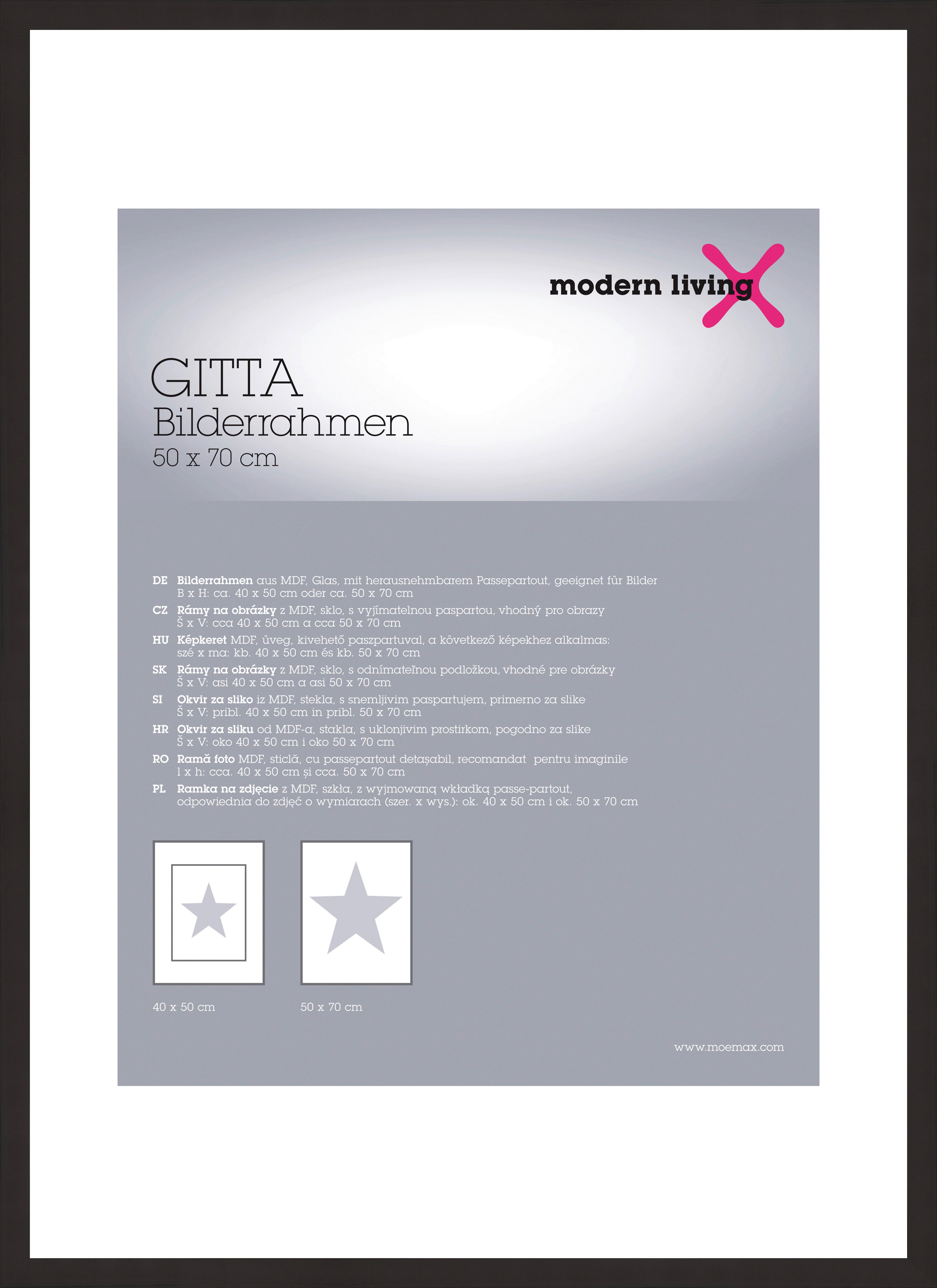 Rám na obraz Gitta 50 x 70 cm - černá, Moderní, kompozitní dřevo/plast (50/70/3,6cm) - Modern Living