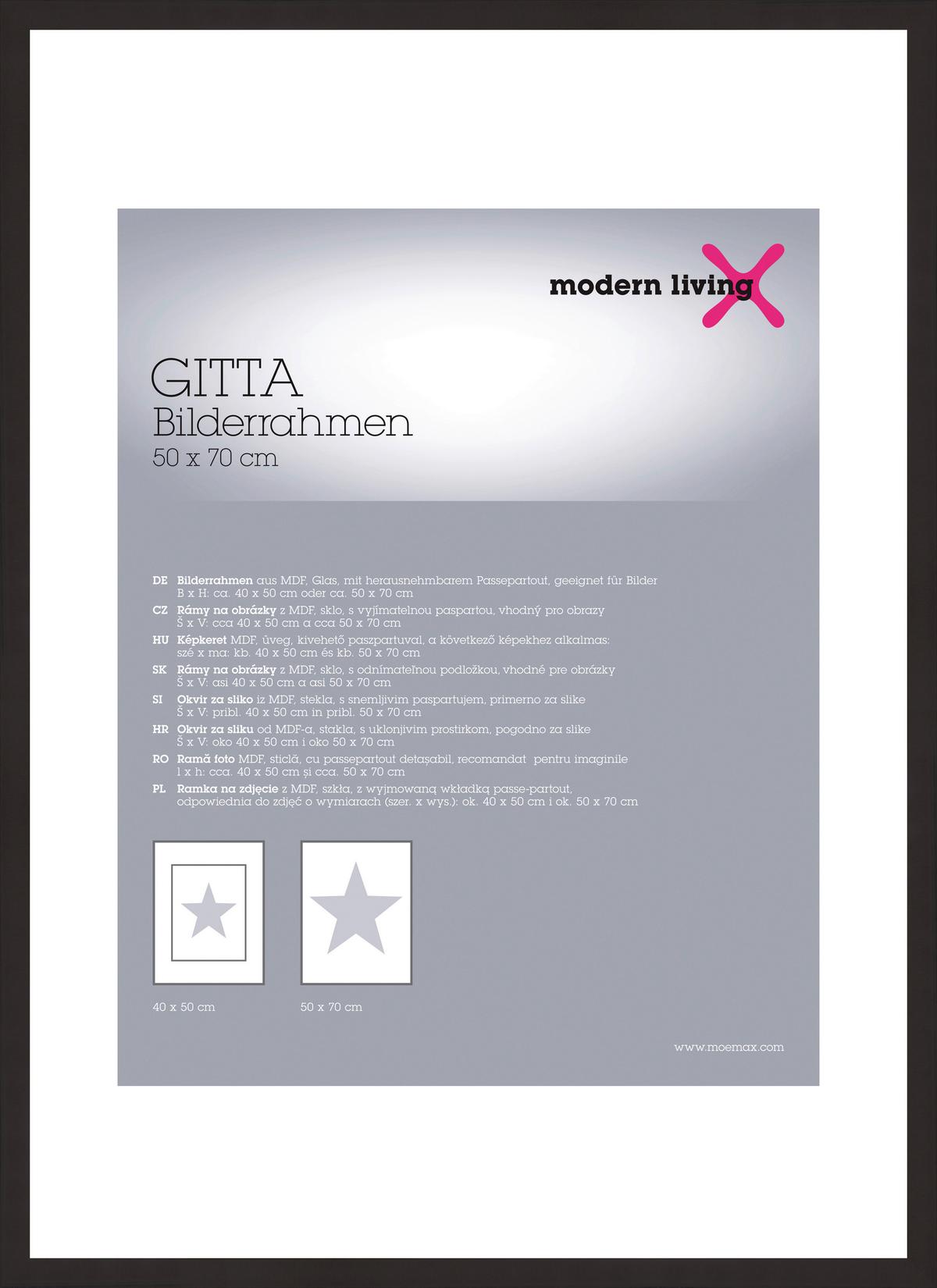 RÁM NA OBRAZY Gitta 50 x 70 cm - čierna, Modern, kompozitné drevo/plast (50/70/3,6cm) - Modern Living