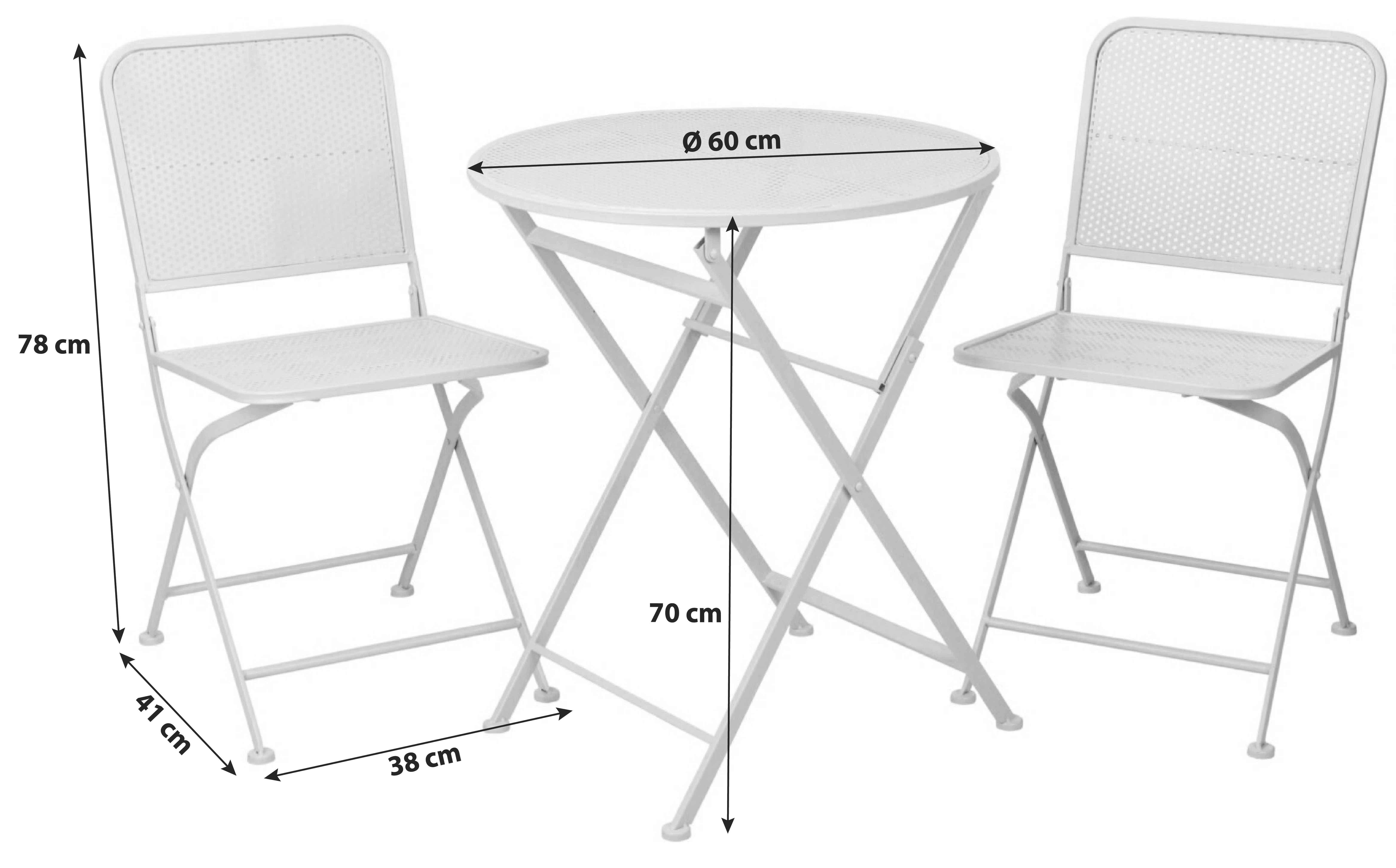Balkonmöbel Set Aus Metall - Weiß, Basics, Metall (136/41/78cm)