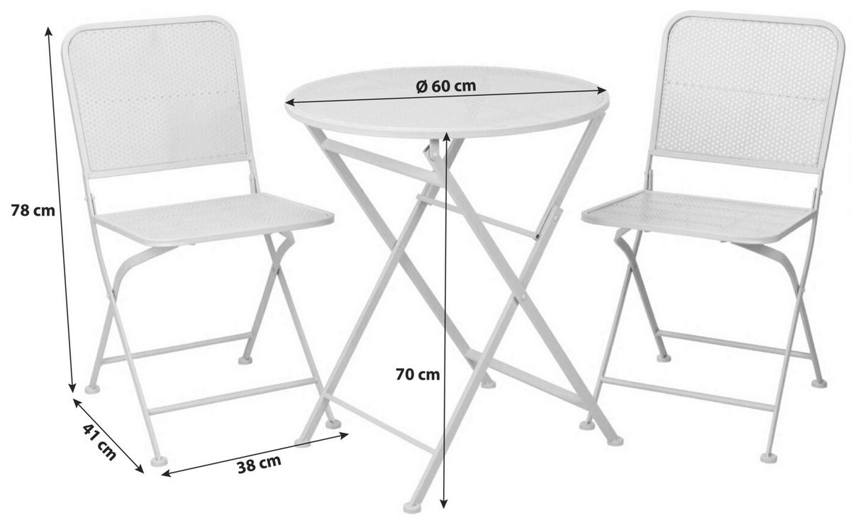 Balkonmöbel Set Aus Metall - Weiß, Basics, Metall (136/41/78cm)