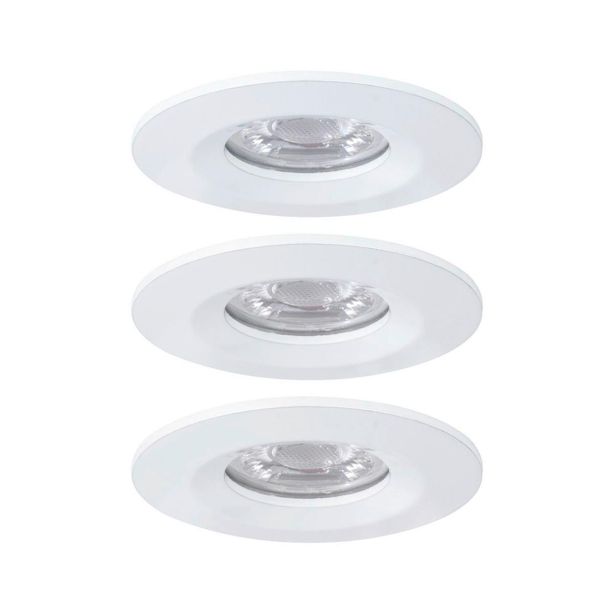 LED-Deckenleuchte Ø 6,5 cm 3er-Set Weiß/Alufarben Rund - Alufarben/Weiß, Basics, Metall (6,5cm) - Paulmann