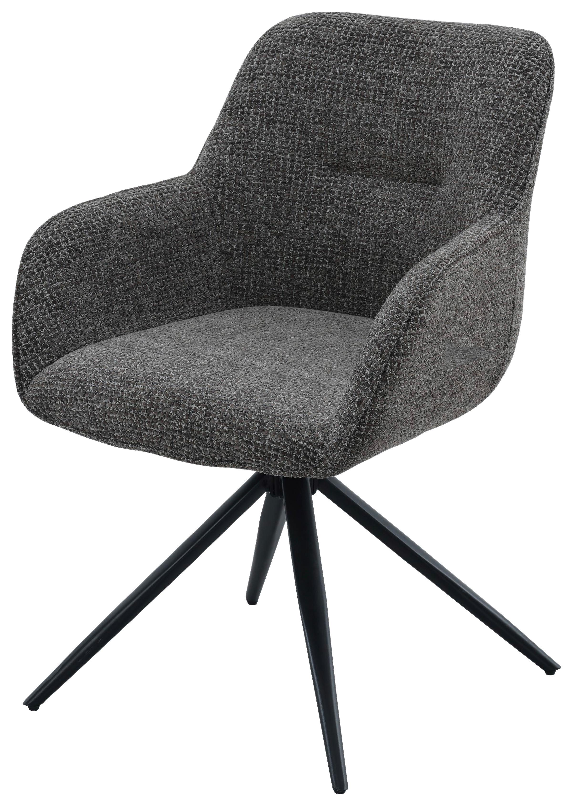 Armlehnstuhl Vittoria Braun/Schwarz B: 60 cm - Schwarz/Braun, MODERN, Textil/Metall (60/85/62cm) - Livetastic
