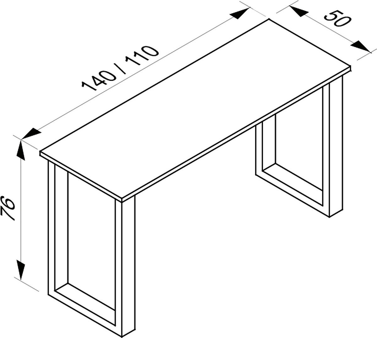 Esstisch Xona Silberfarben/honigeiche - Honigeiche/Silberfarben, Basics, Holzwerkstoff/Metall (140/50/76cm) - MID.YOU