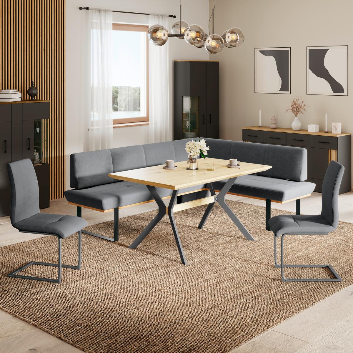 Eckbank Tristan Webstoff schwarz, S:245x175cm - Schwarz, MODERN, Holz/Textil (245/175cm) - James Wood