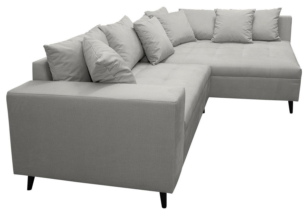 Ecksofa Pruno, Grau S: 247x174 Cm - Schwarz/Grau, Design, Textil (247/174cm) - MID.YOU