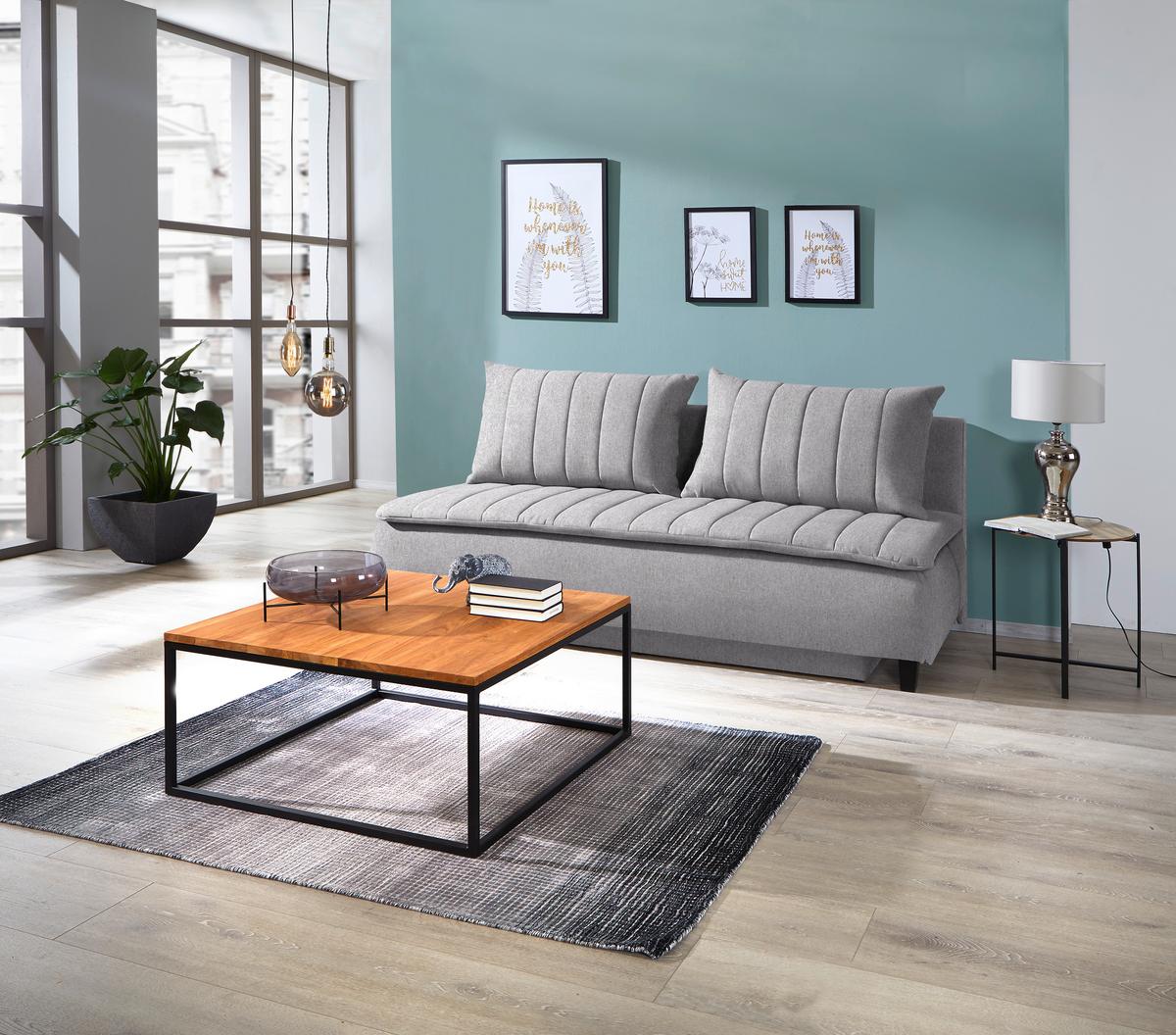 Boxspringsofa Mit Schlaffunkt. Und Bettkasten Marino Greige - Greige/Schwarz, MODERN, Textil (208/102/96cm) - Luca Bessoni