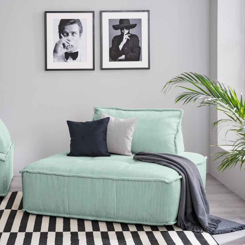 Sitzkissen Cordy, Aqua B: 128 cm - Weiß, MODERN, Textil (128/40/128cm) - Trendmanufaktur