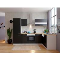 Eckküche Malia L-Küchenblock 280 Cm - Nussbaumfarben/Schwarz, Basics, Holzwerkstoff (280/172cm) - Respekta