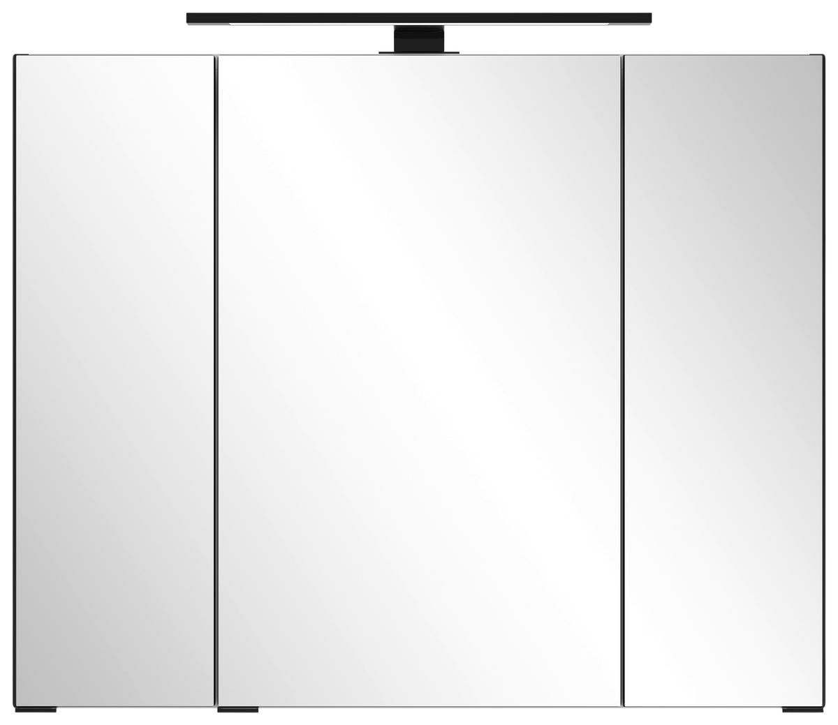 Spiegelschrank Sevilla Schwarz, B: 80 cm - Schwarz, MODERN, Glas/Holzwerkstoff (80/64/20cm) - Held