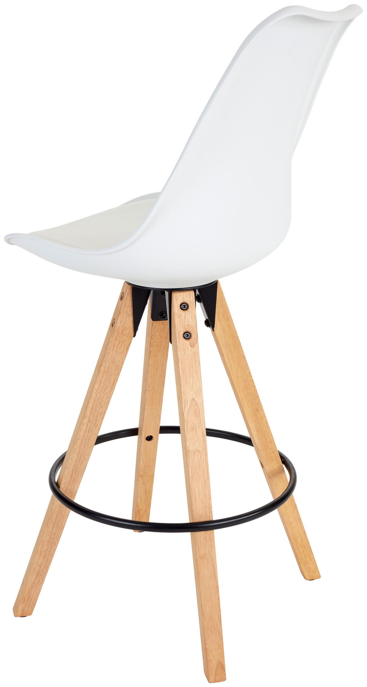 Barhocker mit Lehne Levi Weiß/Kautschukholz - Weiß/Naturfarben, MODERN, Holz/Kunststoff (48,5/111,5/55cm) - MID.YOU