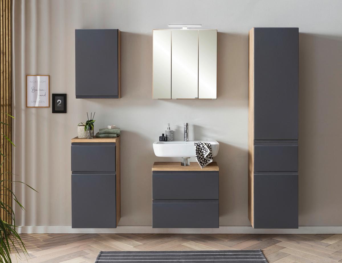 Hochschrank Varese B: 40 Cm Grau/eiche Wotan - Eiche Wotan/Grau, MODERN, Holzwerkstoff (40/180/35cm) - Held