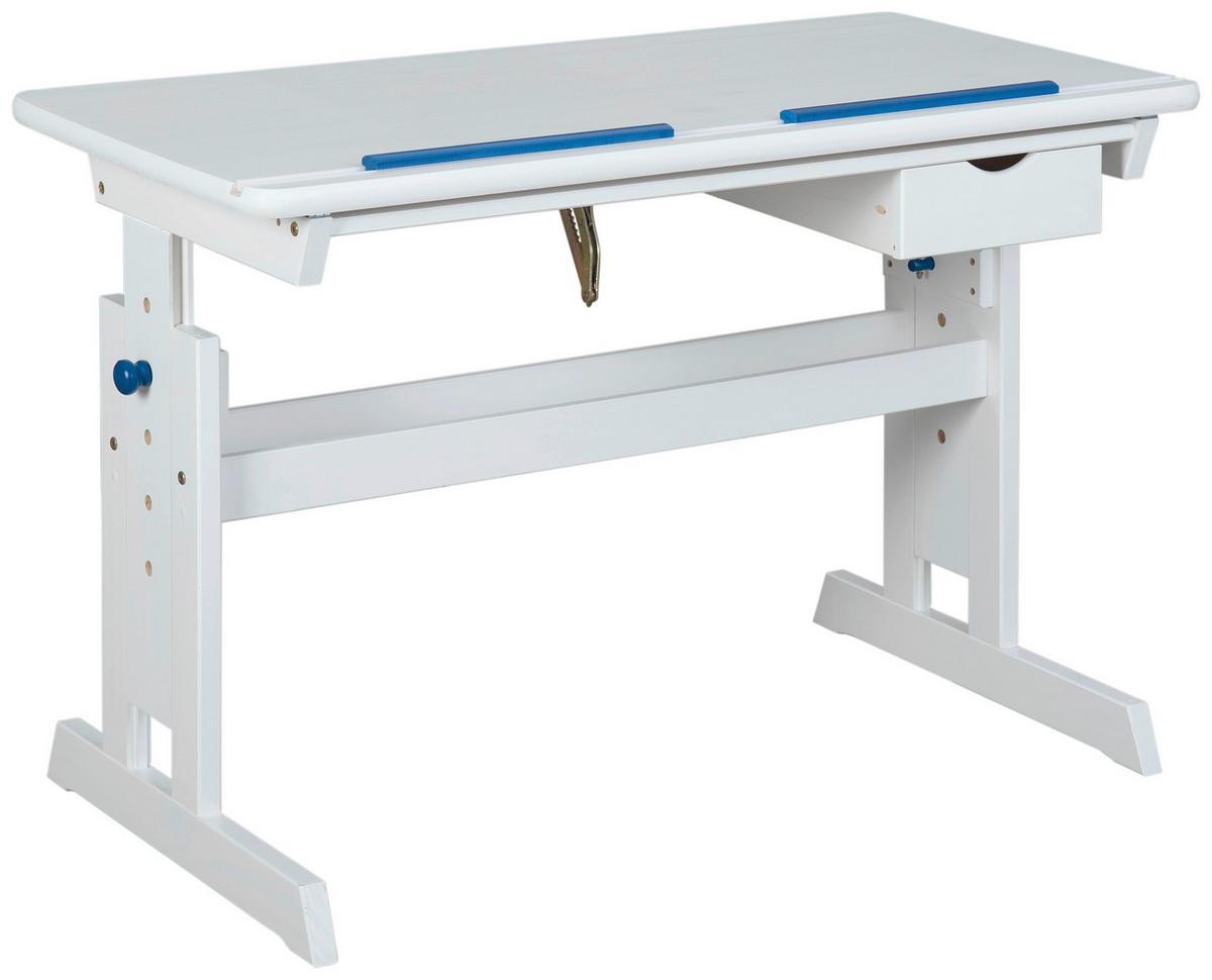 Jugendschreibtisch Mit Lade B 109 Cm H 63-96cm Baru, Weiß - Blau/Rosa, Basics, Holz/Holzwerkstoff (109/55/63-96cm) - MID.YOU