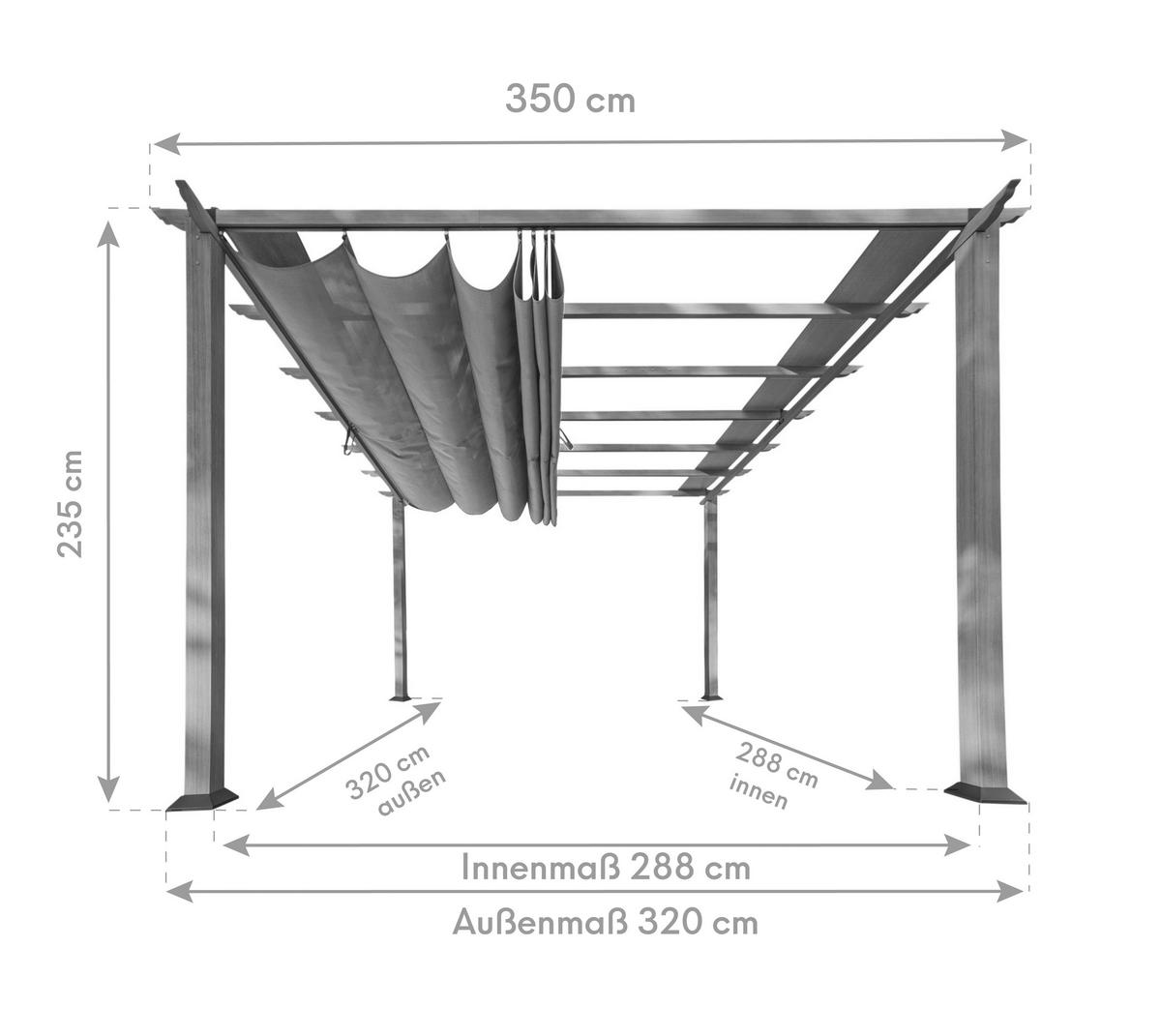 Pergola FLORIDA 11x11 - tmavě hnědá, Basics, kov/plast (350/235/350cm)