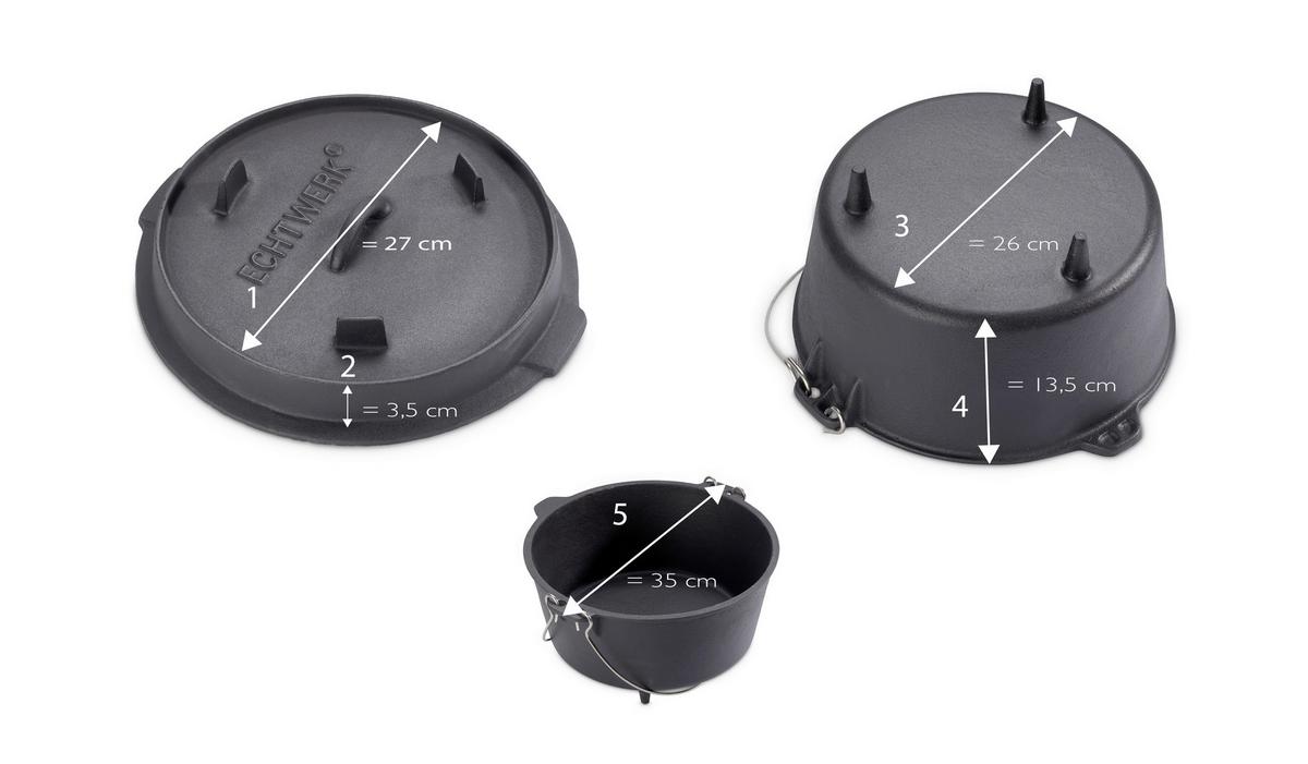 Dutch-Oven-Set Ew-Ge-1225 - Schwarz, Basics, Metall (31,5/31,5/21cm) - Echtwerk