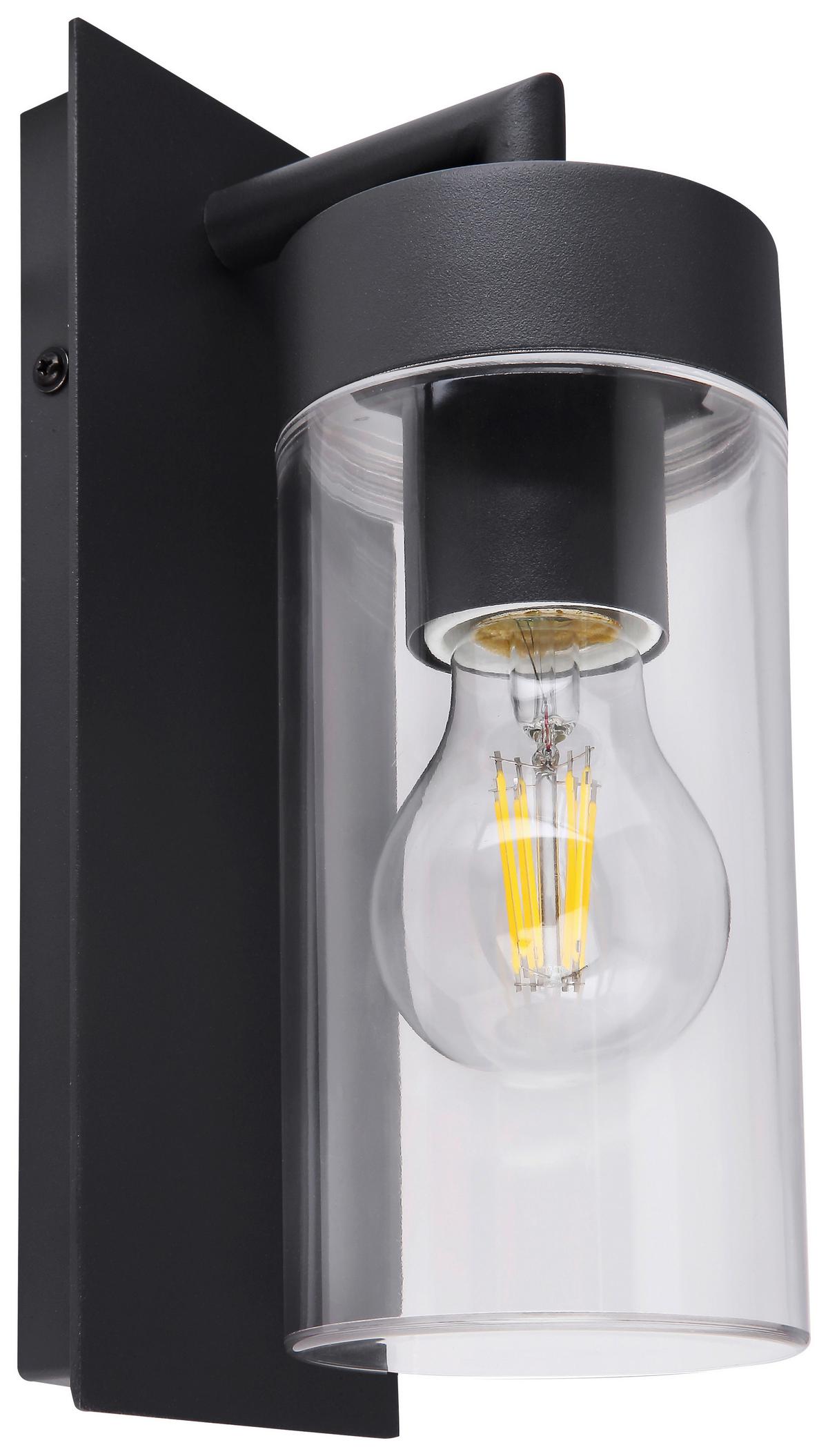 Außenleuchte Vessa 15 Watt Aluminium, Wandmontage - Klar/Anthrazit, Basics, Kunststoff/Metall (8,9/25cm) - Globo