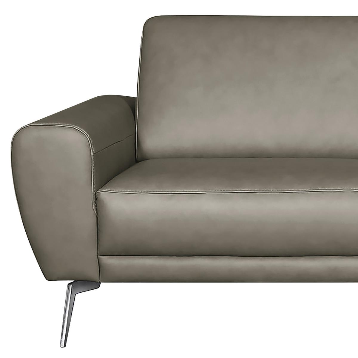 3-Sitzer-Sofa Spring Schwarz Chrom B: 207 cm - Chromfarben/Grau, Design, Leder (207/85/92cm) - Livetastic