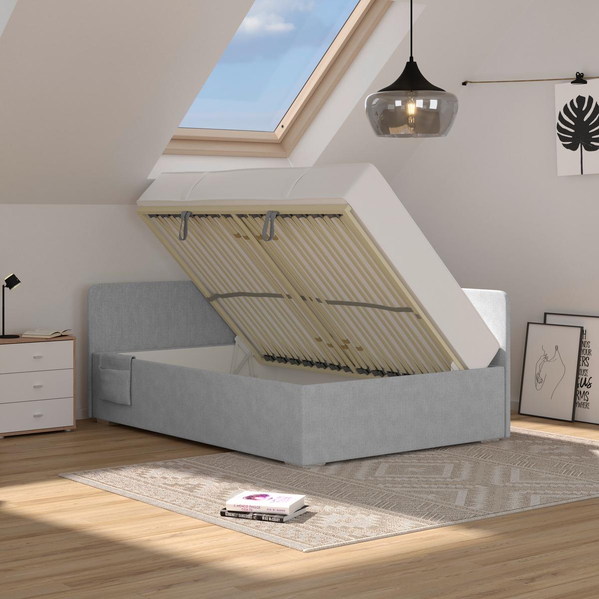 Kárpitozott Ágy Remi 120/200cm - szürke, Modern, textil/fa (120/200cm)