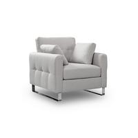 1,5-Sitzer Hera Hellgrau B: 93cm - Chromfarben/Hellgrau, Basics, Holz/Textil (93/92/94cm) - MID.YOU