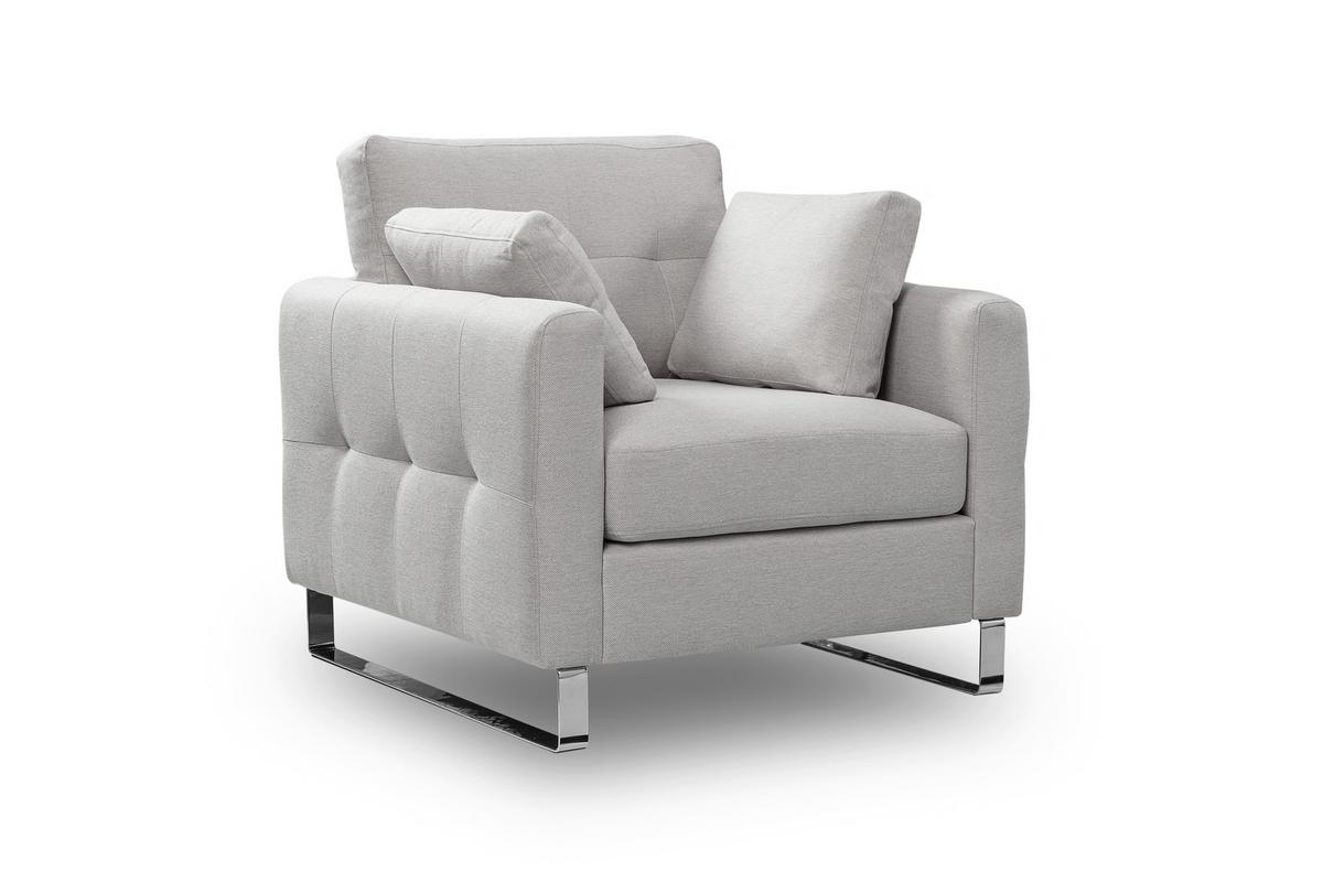 1,5-Sitzer Hera Hellgrau B: 93cm - Chromfarben/Hellgrau, Basics, Holz/Textil (93/92/94cm) - MID.YOU