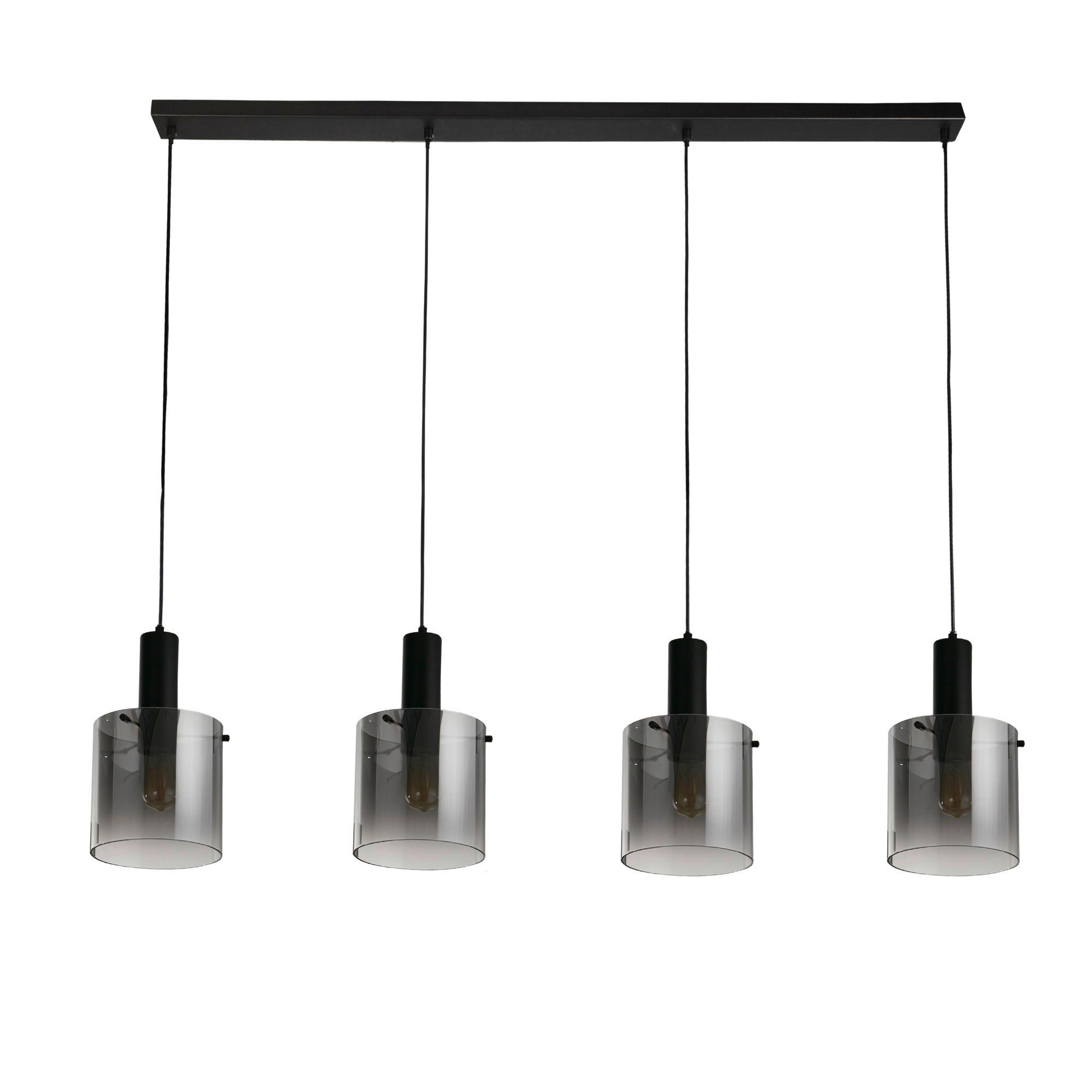 Pendelleuchte 88910-4bk - Schwarz, Design, Glas/Metall (142/35-150/22cm)