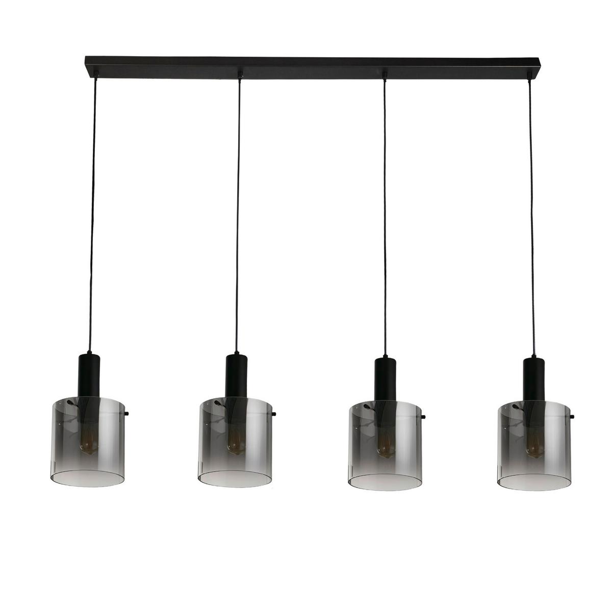 Pendelleuchte 88910-4bk - Schwarz, Design, Glas/Metall (142/35-150/22cm)