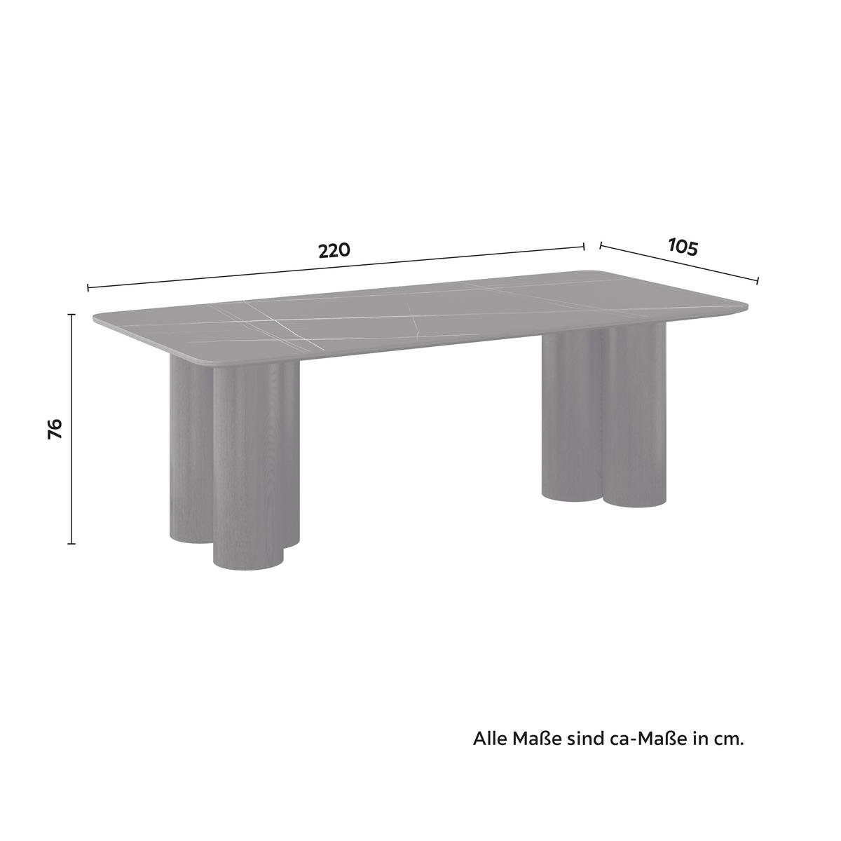 Jedálenský stôl Kiano, š: 220 cm - čierna, Modern, drevo/kompozitné drevo (220/105/76cm) - Bessagi Home