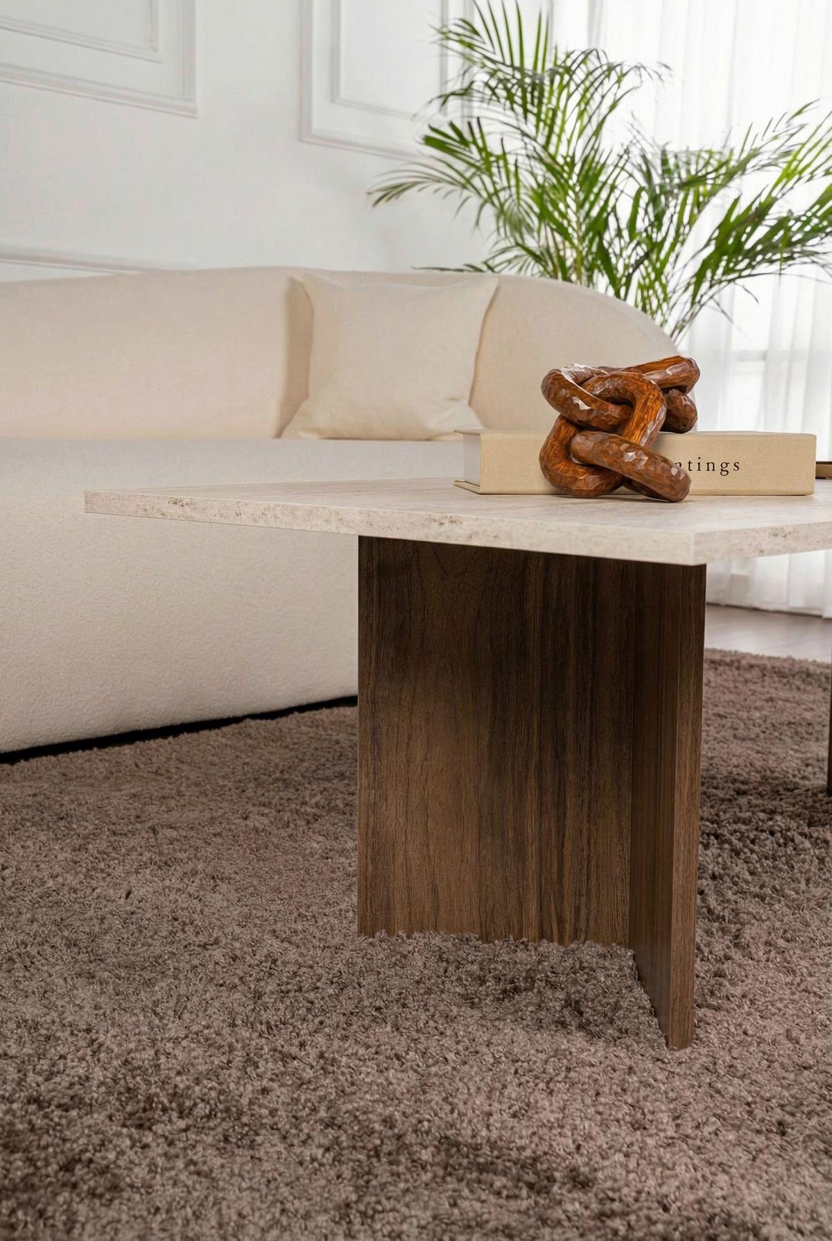 Couchtisch Sabin Creme/Walnussfarben B: 119cm - Walnussfarben/Creme, Design, Holzwerkstoff (119/40/60cm) - MID.YOU