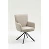 Armlehnstuhl Mila Cord Creme Sitzfl. 180° drehbar, B: 60cm - Beige/Schwarz, KONVENTIONELL, Textil/Metall (60/95/67cm)