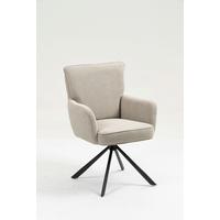 Armlehnstuhl Mila Cord Creme Sitzfl. 180° drehbar, B: 60cm - Beige/Schwarz, KONVENTIONELL, Textil/Metall (60/95/67cm)