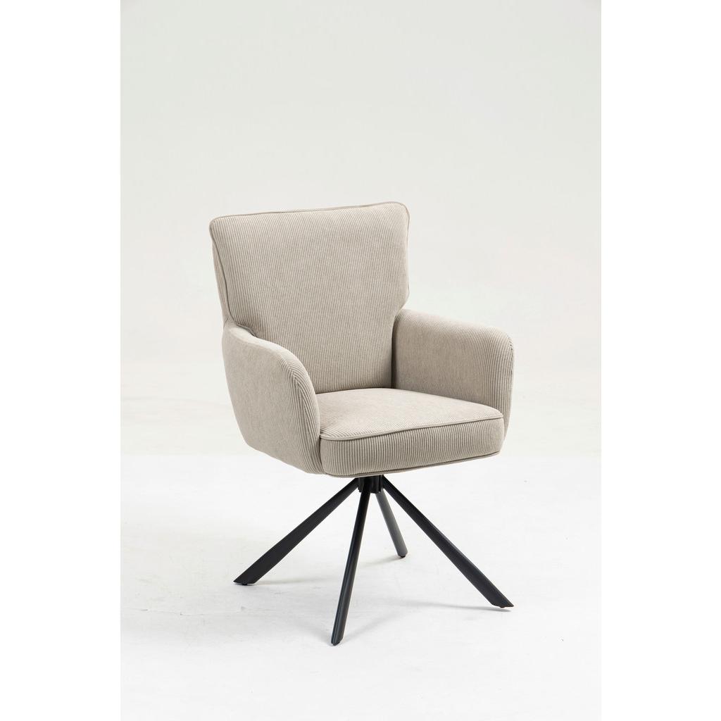 Armlehnstuhl Mila Cord Creme Sitzfl. 180° Drehbar, B: 60cm